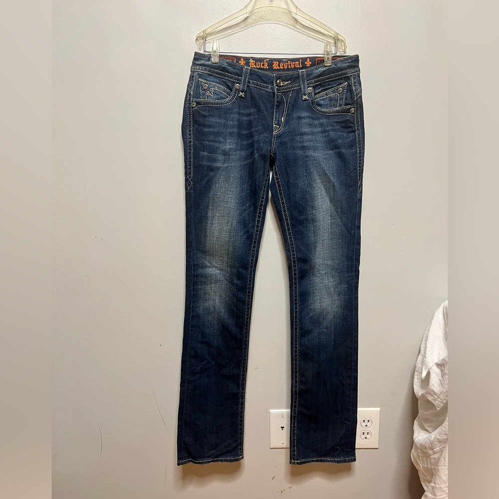 Rock Revival Dark Blue Straight Leg Jeans Pat